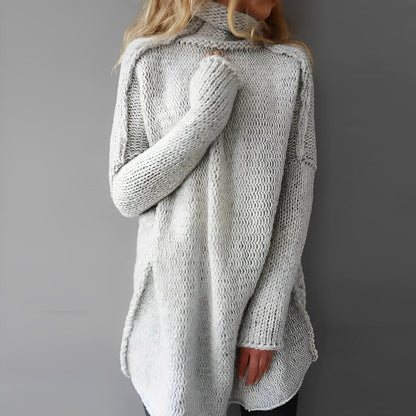 Cozy Women's Oversized Turtleneck Sweater - Chunky Knit Pullover for Winter Style