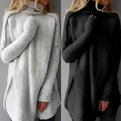 Cozy Women's Oversized Turtleneck Sweater - Chunky Knit Pullover for Winter Style