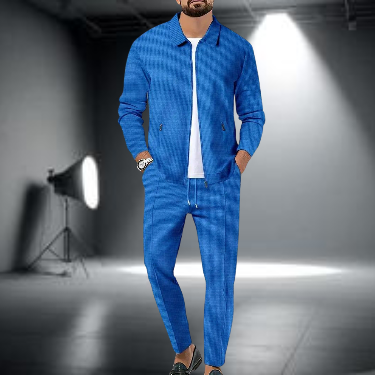 Men's Tracksuit Set by Menno - Stylish Full-Zip Jacket and Pants, Lightweight Activewear for Comfort and Performance